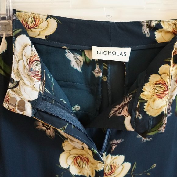 Nicholas Silk Floral Wide Leg Palazzo Pants Size 4 - Picture 7 of 12